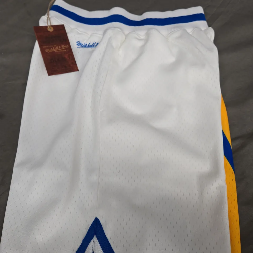 MITCHELL & NESS BRANDED LEEDS UNITED SMILEY SWINGMAN SHORTS SIZE SMALL 