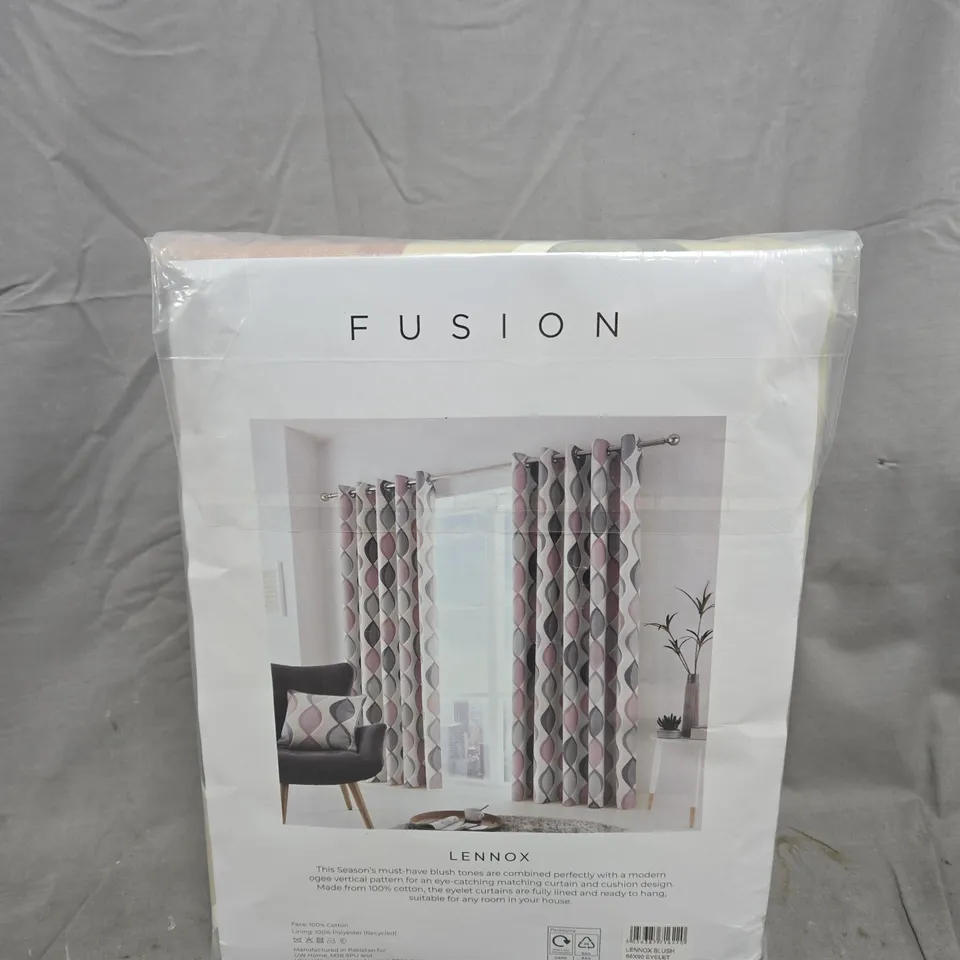 LENNOX FUSION EYELET CURTAINS – 168 X 228 CM (66 X 90 IN), FULLY LINED, ONE PAIR