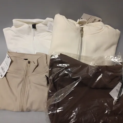 APPROXIMATELY 20 ASSORTED COTTON ON CLOTHING ITEMS TO INCLUDE FLEECE LINED HALF ZIP LONG SLEEVE TOP IN WHITE PEPPER SIZE L, PLUSH CROPPED LONG SLEEVE ZIP THROUGH TOP IN WHISPER WHITE SIZE XL