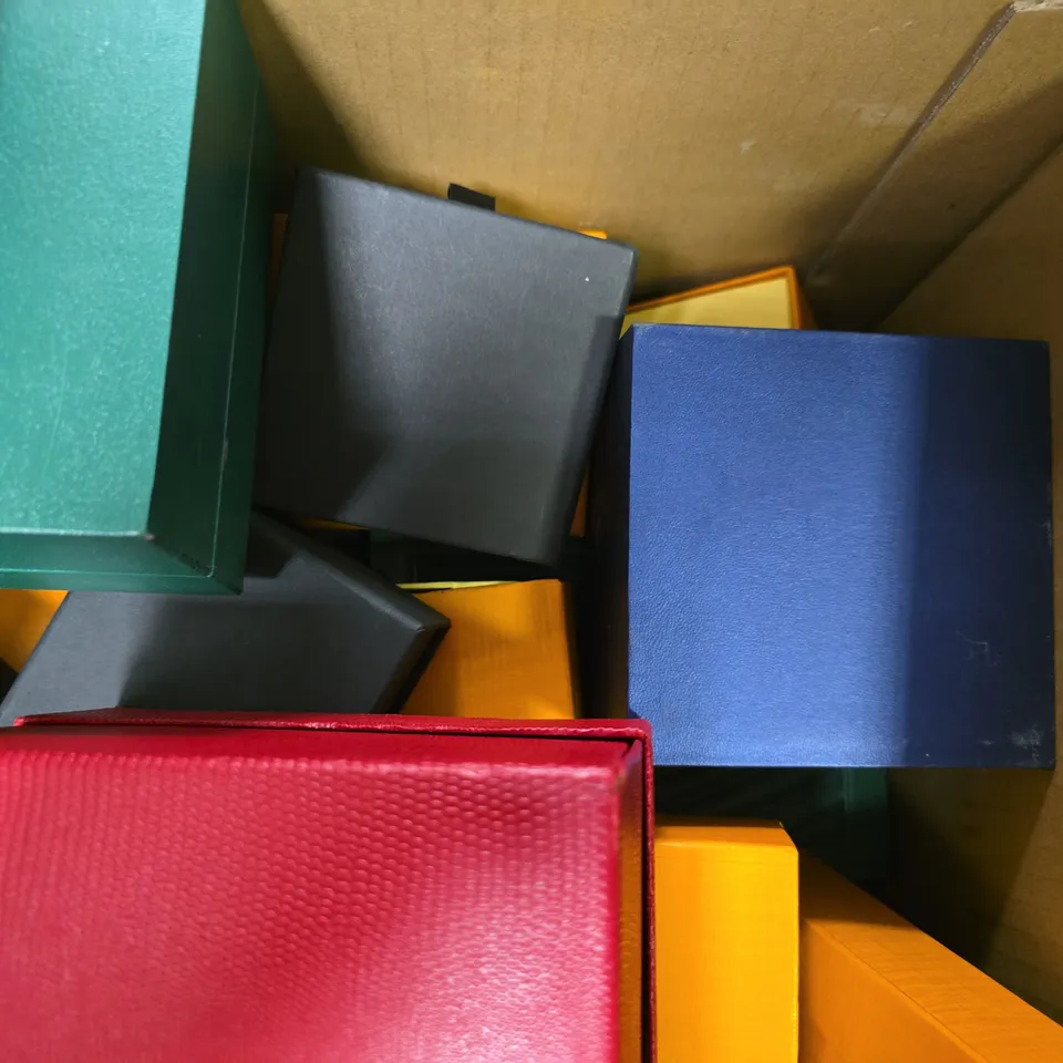 BOX OF APPROXIMATELY 15 DESIGNER JEWELLERY BOXES IN VARIOUS SIZES & DESIGNS 