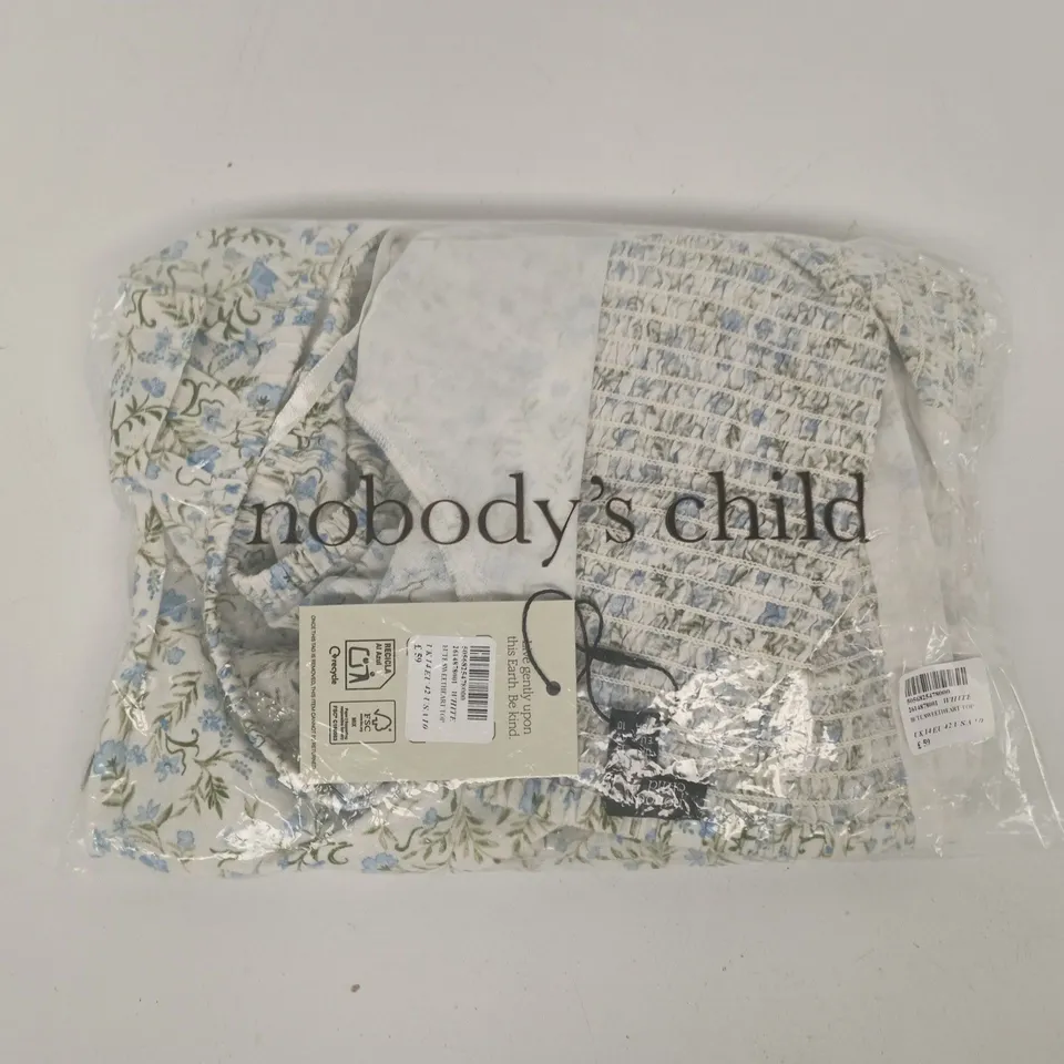 BAGGED NOBODY'S CHILD BUTE SWEETHEART TOP IN WHITE/MULTI SIZE UK 14