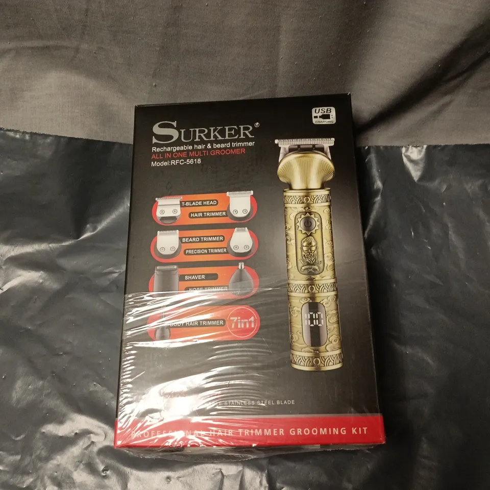 SURKER ALL-IN-ONE RECHARGEABLE HAIR & BEARD TRIMMER GROOMING KIT – MODEL RFC-5618 (7-IN-1)