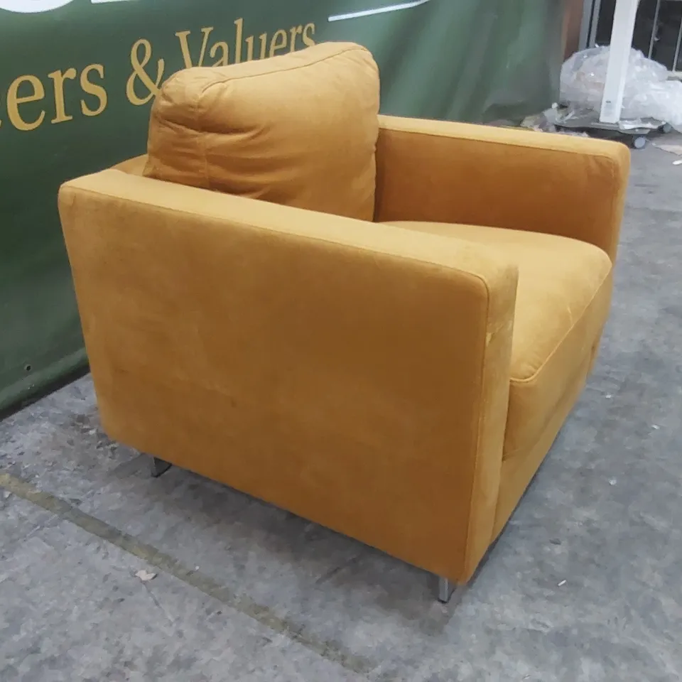 QUALITY DESIGNER LIMANA VELVET UPHOLSTERED ARMCHAIR
