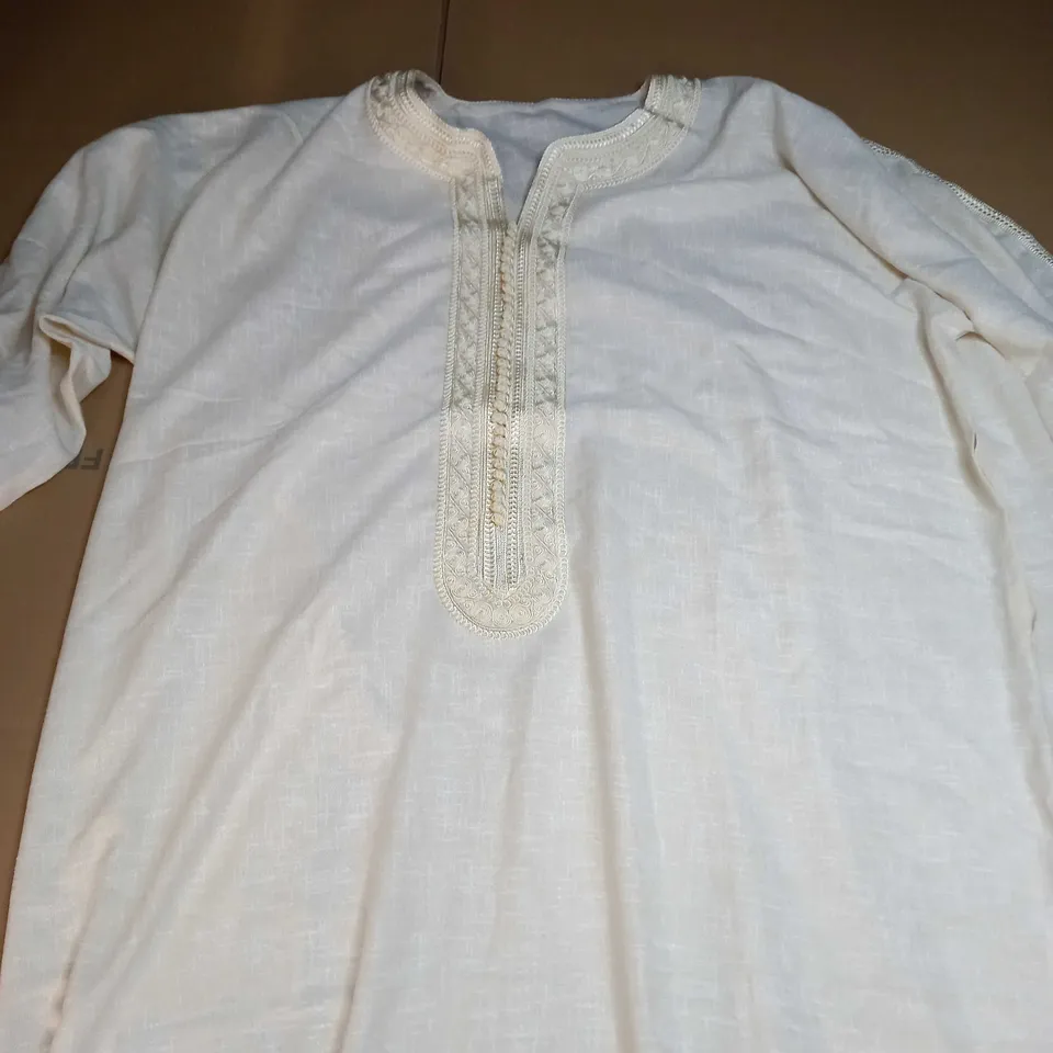 DESIGNER THIN SHIRT DRESS IN CREAM - SIZE UNKNOWN