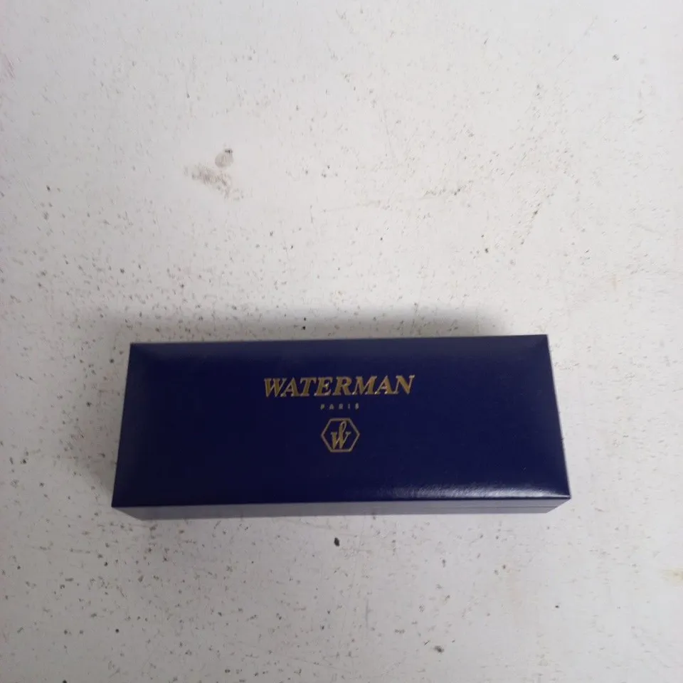 WATERMAN PARIS PEN GIFT SET - 2 SILVER TONE PENS IN NAVY PRESENTATION BOX