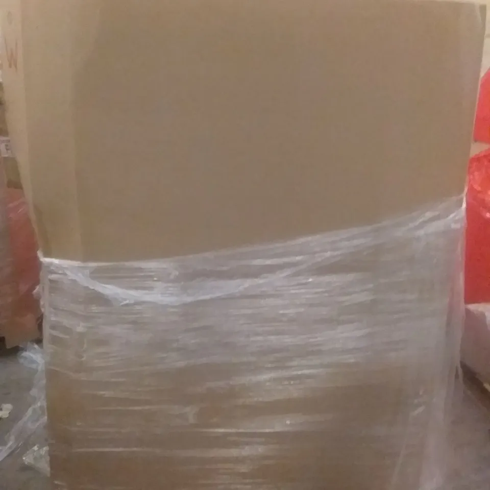 PALLET OF ASSORTED ITEMS INCLUDING GARDEN UMBRELLA, OVERBED TABLE, MOBILITY WALKER