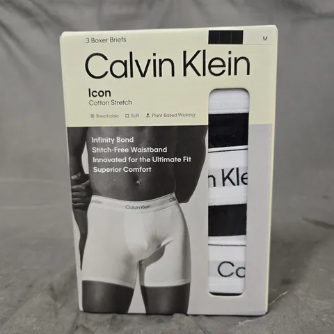 CALVIN KLEIN ICON COTTON STRETCH BOXER BRIEFS – 3-PACK, SIZE M
