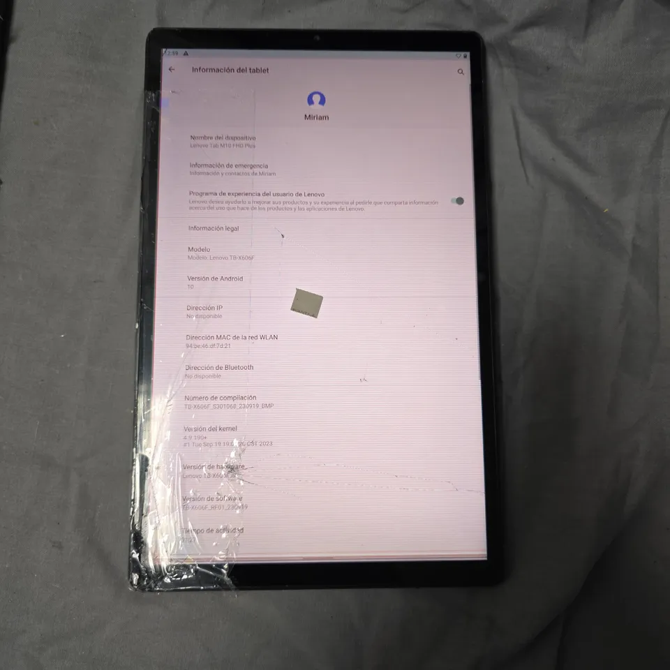 LENOVO TAB M10 FHD PLUS TB-X606F TABLET