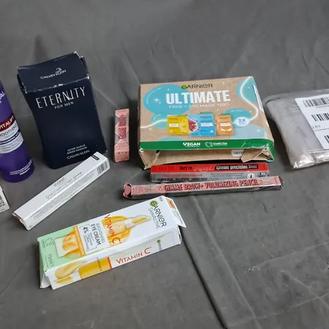 11 ASSORTED ITEMS TO INCLUDE: GARNIER SKINCARE, ETERNITY FOR MEN, LOREAL PARIS REVITALIFT, MAKEUP ULTIMATE SHADOW ETC