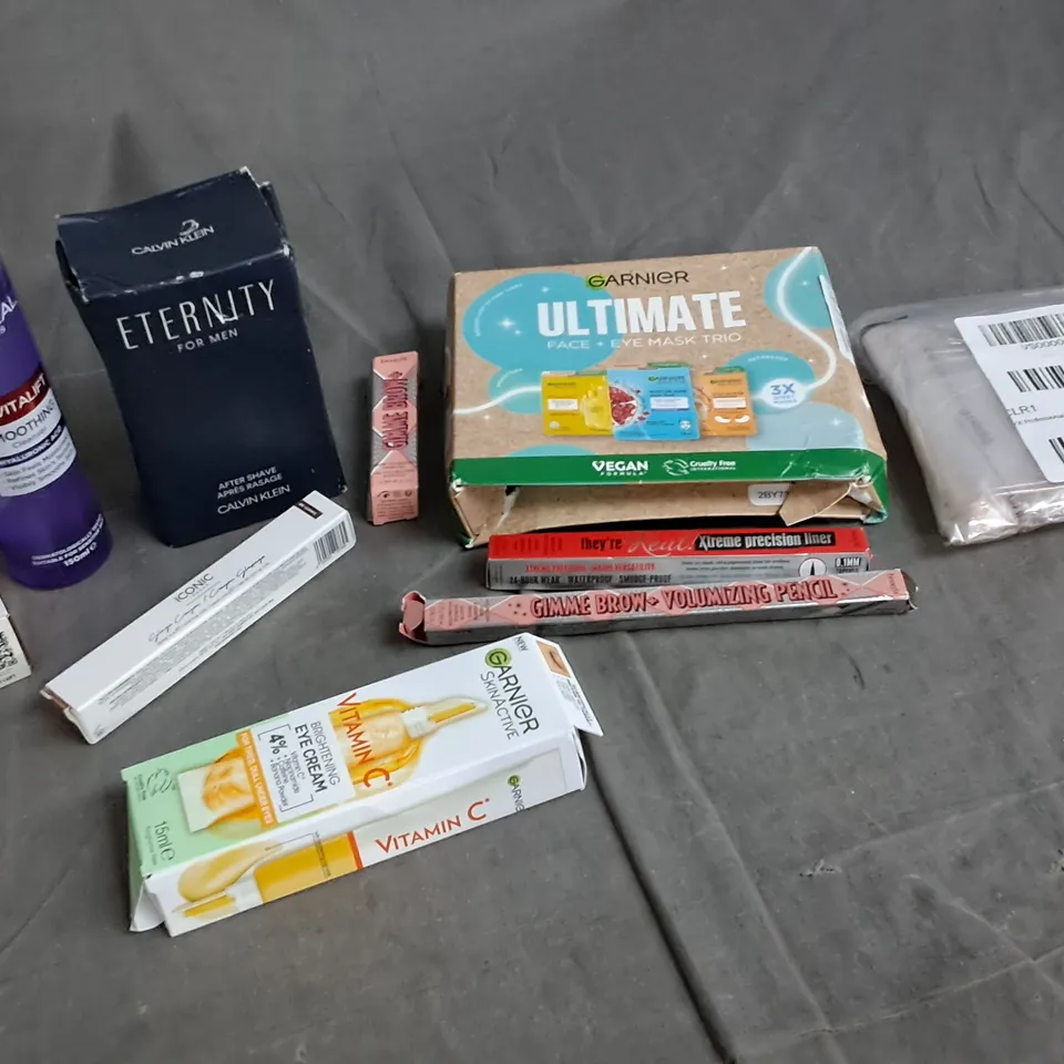 11 ASSORTED ITEMS TO INCLUDE: GARNIER SKINCARE, ETERNITY FOR MEN, LOREAL PARIS REVITALIFT, MAKEUP ULTIMATE SHADOW ETC 