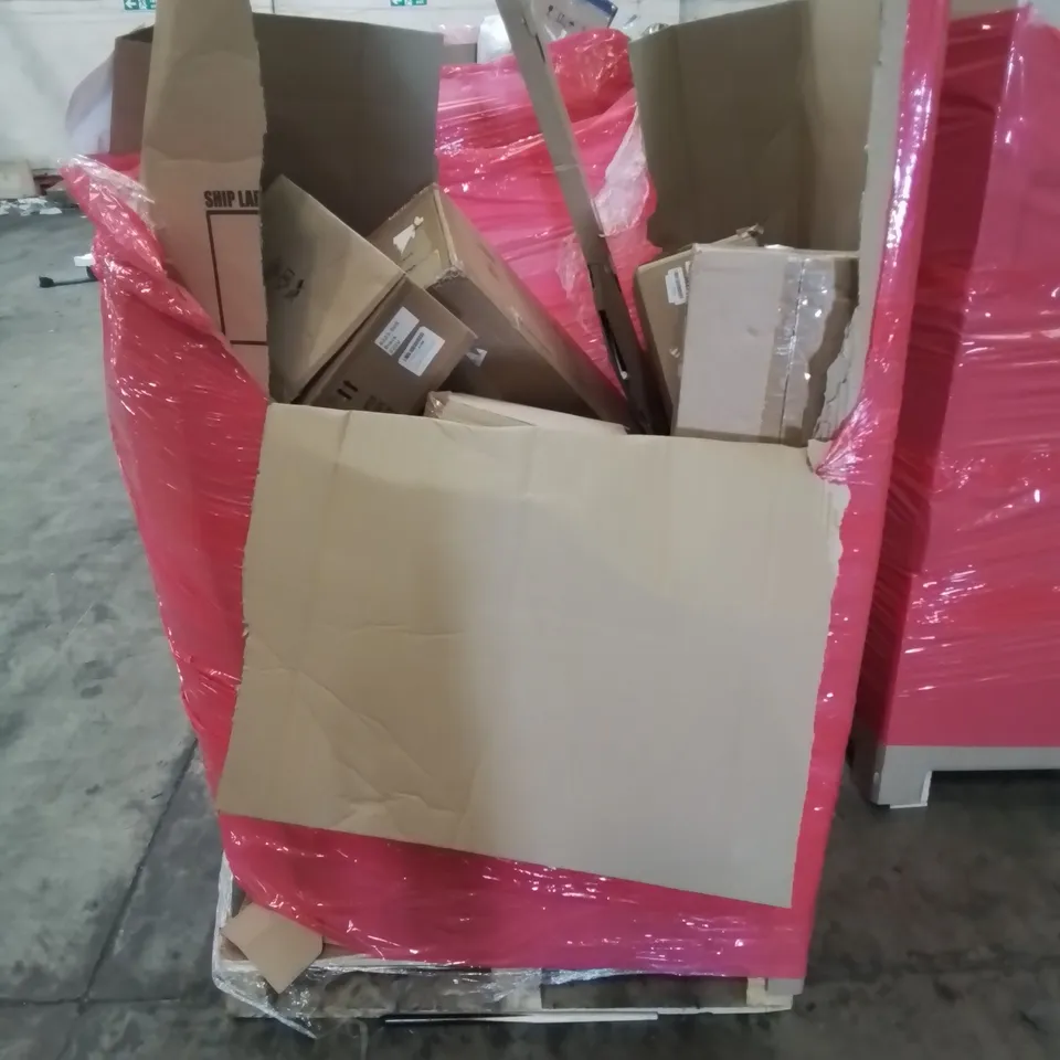 PALLET CONTAINING VARIOUS ITEMS TO INCLUDE GAMING CHAIR, BREAD MAKER ETC.