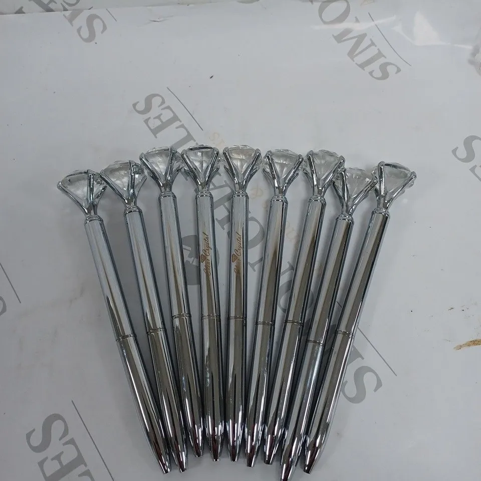 APPROXIMATELY 9 CLEAR CRYSTAL PENDANT PENS 