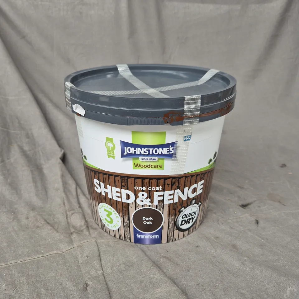 JOHNSTONE'S SHED & FENCE ONE COAT DARK OAK EXTERIOR WOODCARE – 5L, COLLECTION ONLY