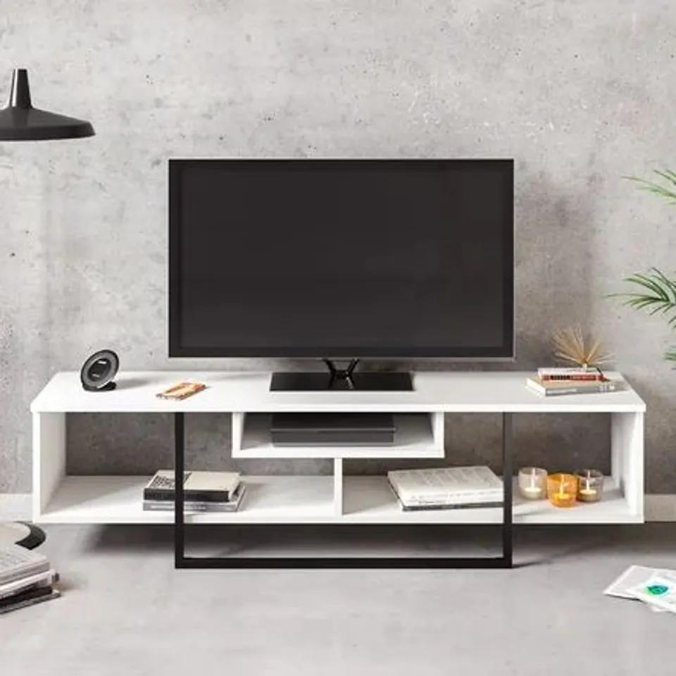 BOXED BELORA TV STAND FOR TVS UPTO 65" - WHITTE/MARBLE EFFECT
