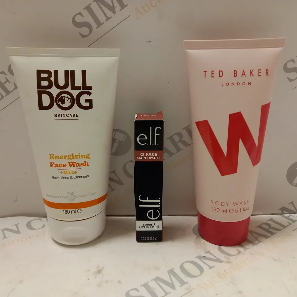 BOX OF APPROXIMATELY 20 ASSORTED COSMETIC ITEMS TO INCLUDE BULLDOG, TED BAKER, E.L.F., ETC