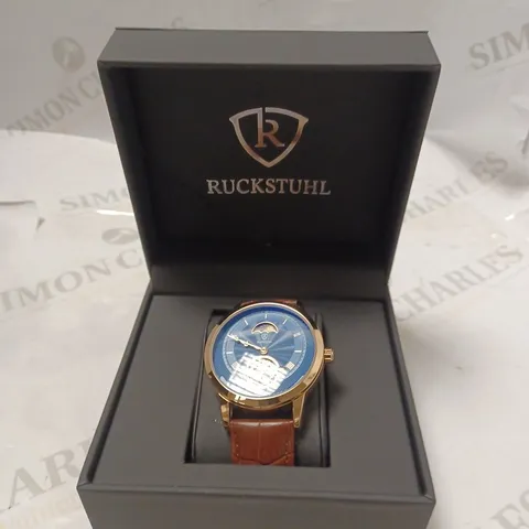 MENS RUCKSTUHL AUTOMATIC DIAL – R100 -TOURBILLION DESIGN DIAL – GLASS EXHIBITION BACK – LEATHER STRAP