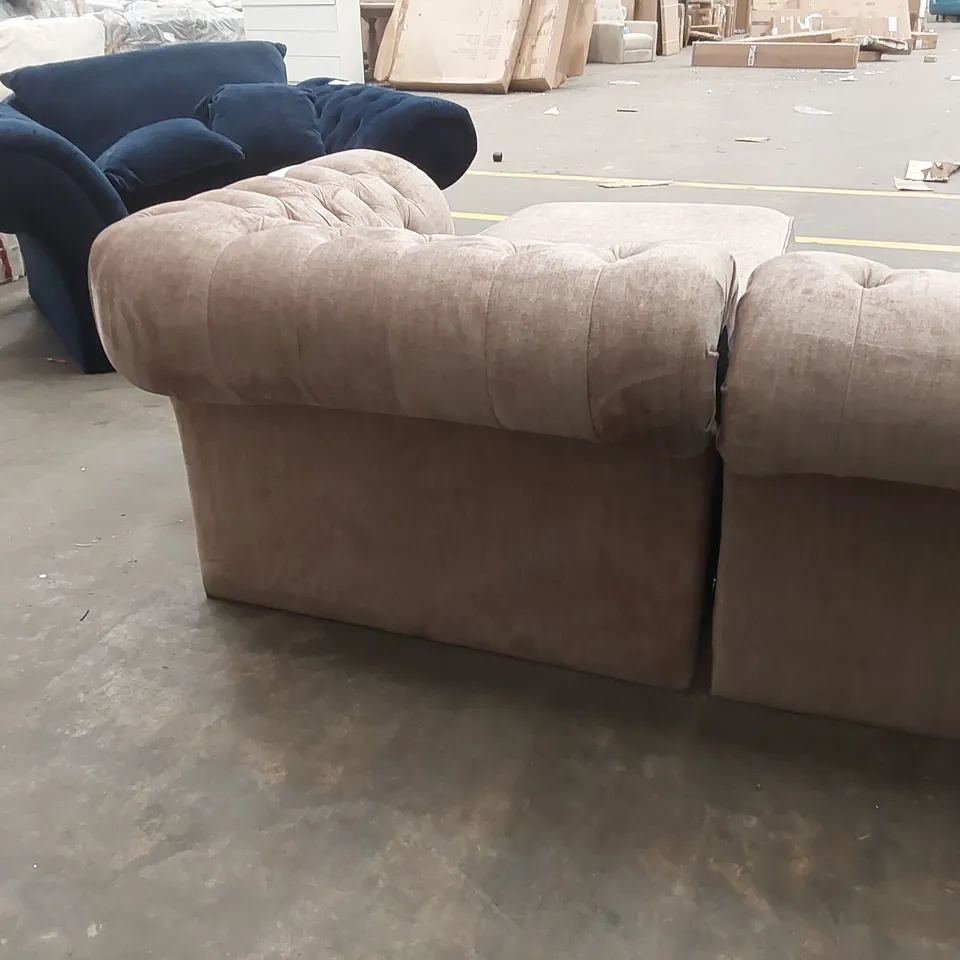 QUALITY DESIGNER LAURA RIGHT HAND CORNER CHAISE SOFA - NATURAL