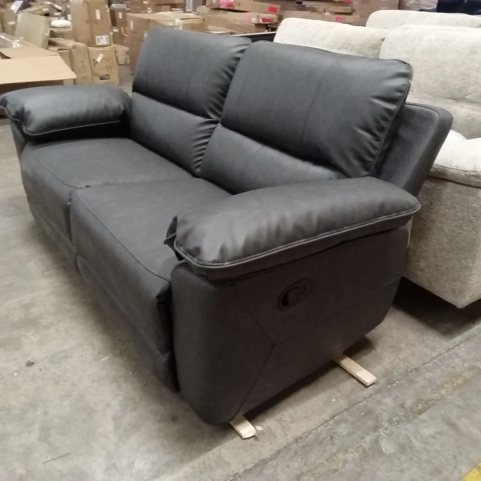 SEVILLE 3 SEATER MANUAL RECLINER SOFA, VINTAGE GREY PREMIUM FAUX LEATHER