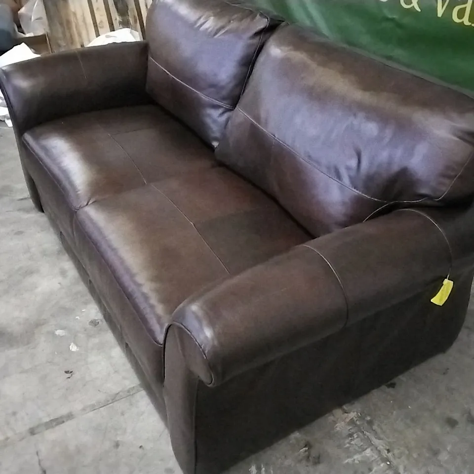 QUALITY DESIGNER CHESTNUT LEATHER 3 SEATER SOFA