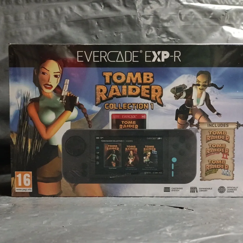 SEALED EVERCADE EXP-R HANDHELD GAMING DEVICE W. TOMB RAIDER COLLECTION 1