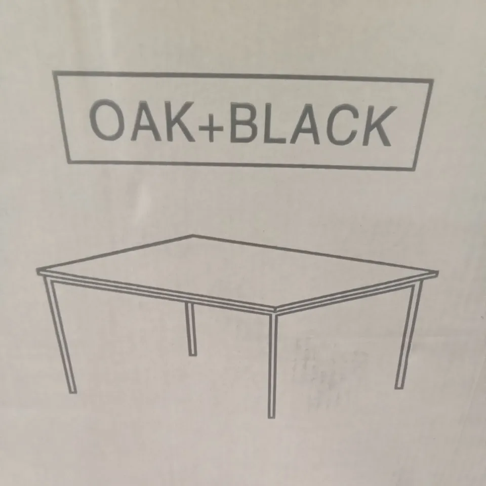 BOXED HALLOWOOD DINING TABLE - OAK AND BLACK 