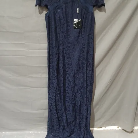 JS BOUTIQUE FLORAL LASE MAXI DRESS IN NAVY - UK 12