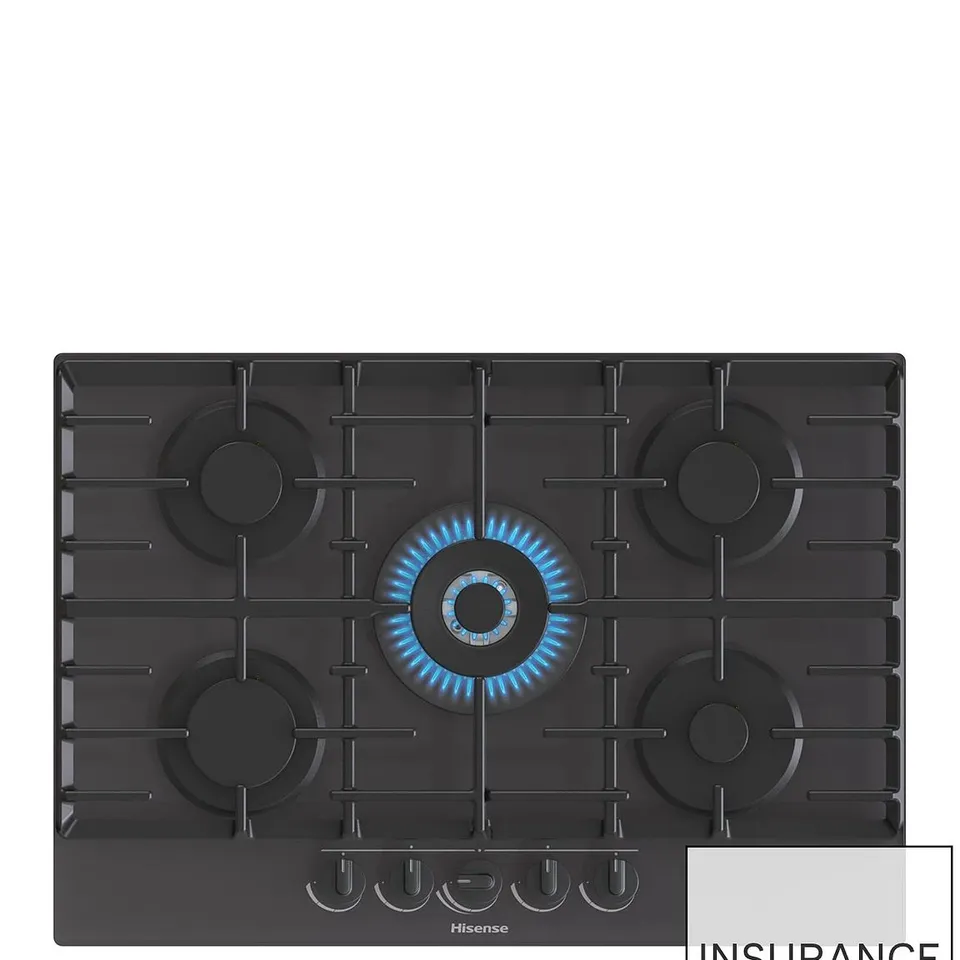 HISENSE GG773B GAS ON GLASS, 75CM GAS HOB - BLACK - COLLECTION ONLY