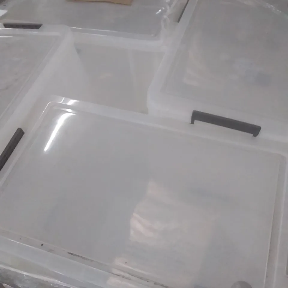 PALLET OF 54L STRONG STACKABLE PLASTIC STORAGE CONTAINERS 