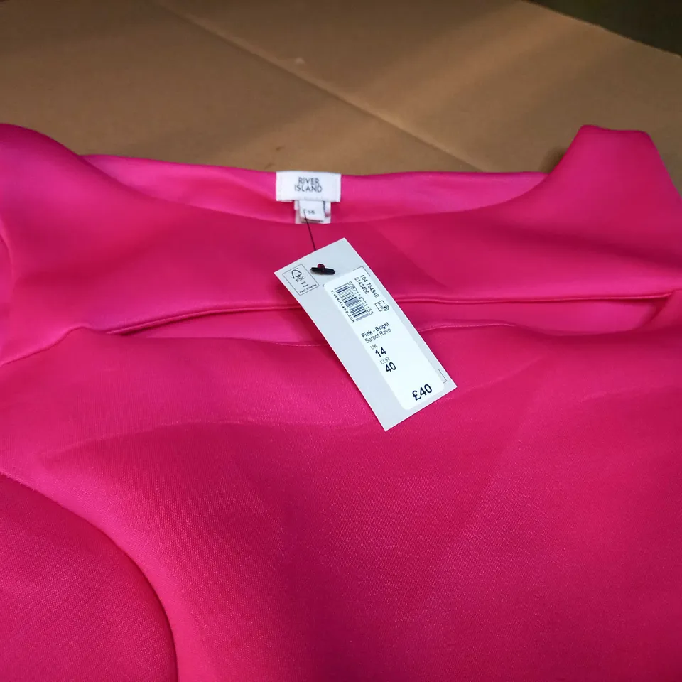 RIVER ISLAND PINK STATEMENT MIDI DRESS - SIZE 14