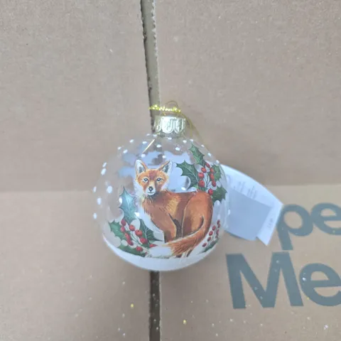 BOX OF 12 GISELA GRAHAM FOX GLITTER HANGING TREE DEOCRATIONS