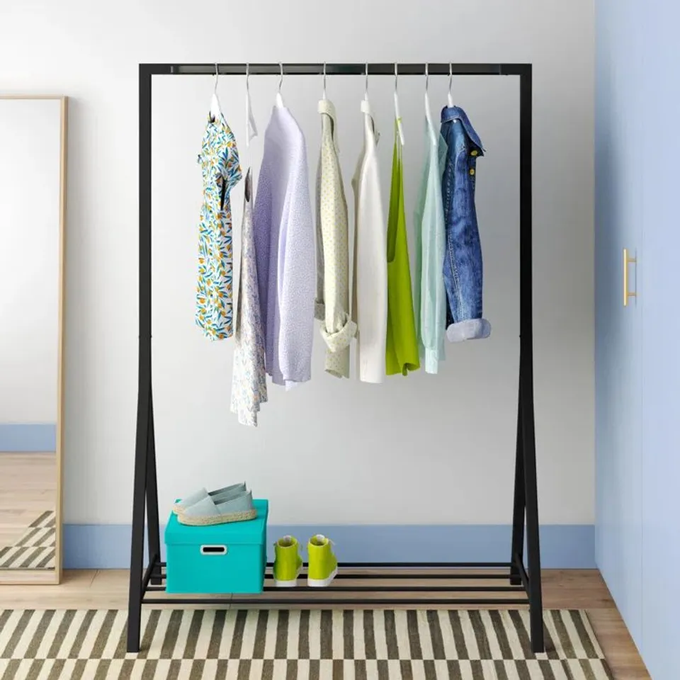 BOXED CAMBRIE 117CM WIDE CLOTHES STORAGE SYSTEM BLACK/CHROME (1 BOX)