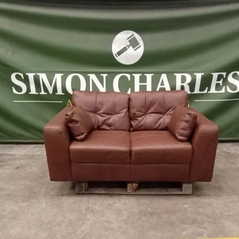 ARDEN ITALIAN LEATHER 2 SEATER SOFA - BROWN
