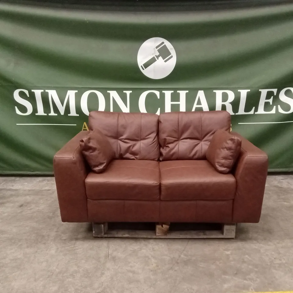 ARDEN ITALIAN LEATHER 2 SEATER SOFA - BROWN RRP £1299