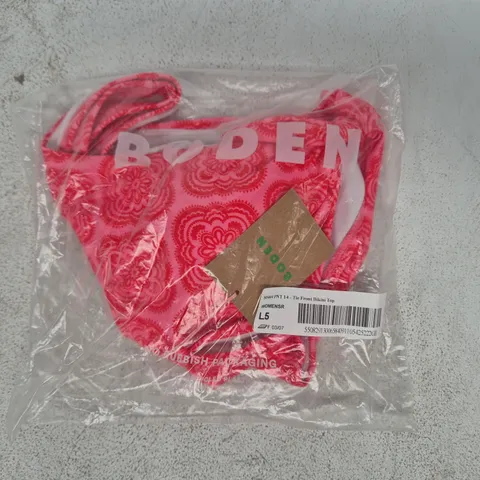 BAGGED BODEN TIE FRONT BIKINI TOP IN PINK SIZE 14