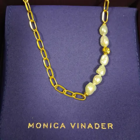 BOXED MONICA VINADER AMY POWNEY KESHI PEARL T-BAR NECKLACE