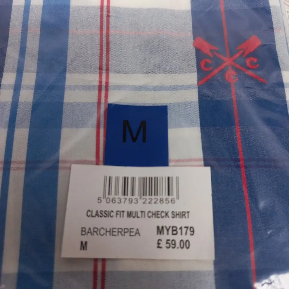 CREW CLOTHING COMPANY MEN'S CLASSIC FIT MULTI-CHECK SHIRT – BLUE/WHITE, UK M