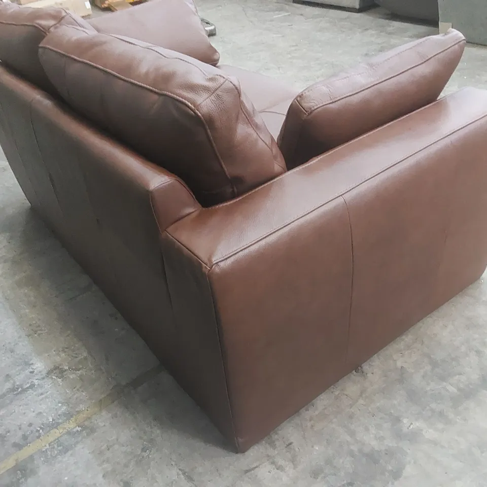 DESIGNER ARDEN 2 SEATER LEATHER UPHOLSTERED SOFA - BROWN