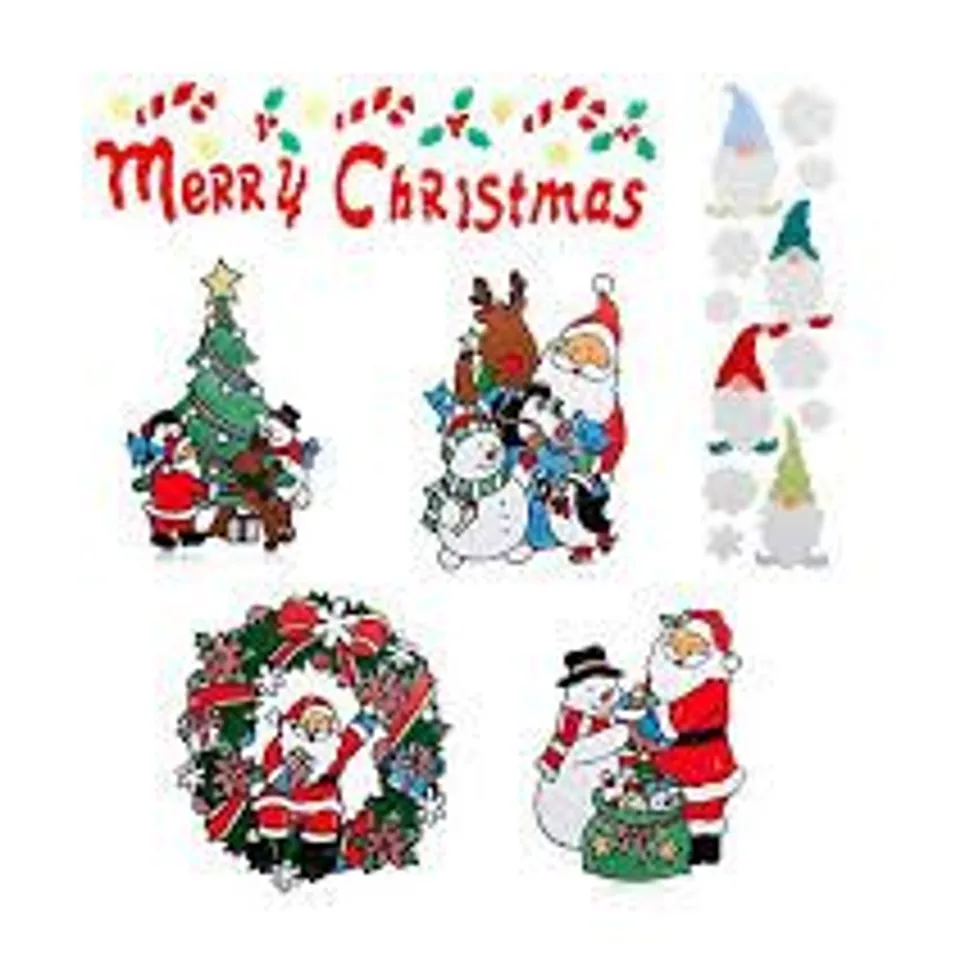 FESTIVE SET OF 6 WINDOW GEL STICKERS