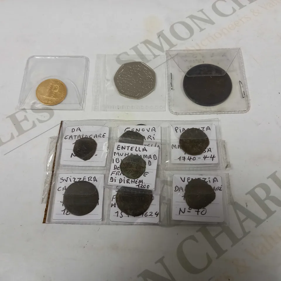 GROUP OF 16 COLLECTABLE COINS FROM VARYING COUNTRIES AND YEARS 