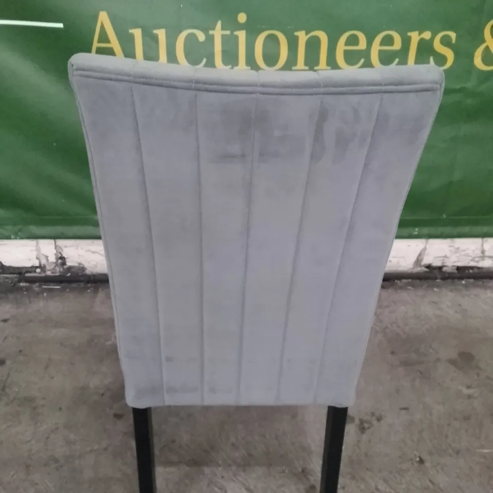 SALISBURY GREY VELVET DINING CHAIR WITH BLACK LEGS