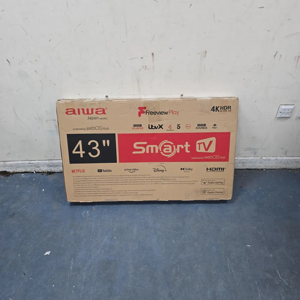 AIWA 43-INCH SMART TV – 4K HDR, WEBOS HUB – BOXED- DAMAGED SCREEN 