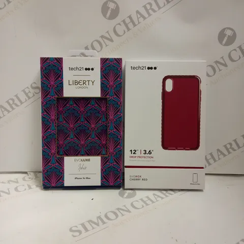 BOX OF APPROX 10 TECH 21 IPHONE XS MAX PHONE CASES IN ASSORTED DESIGNS. 