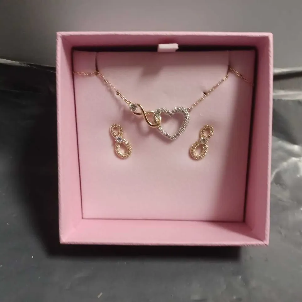 BOXED SWAROSKI HEART NECKLACE & INFINITY EARRINGS 