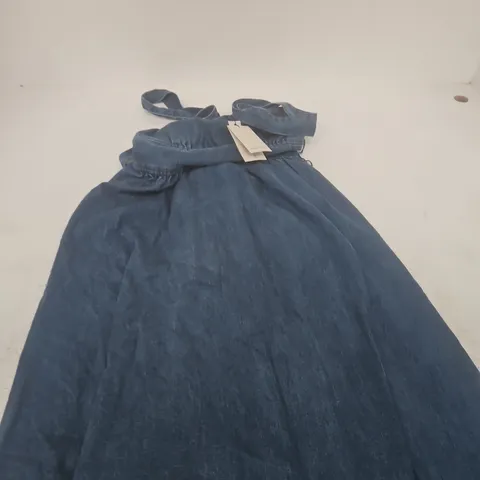 NOBODY'S CHILD PEDRO TIE-BACK MIDI DRESS – DENIM BLUE, UK 10