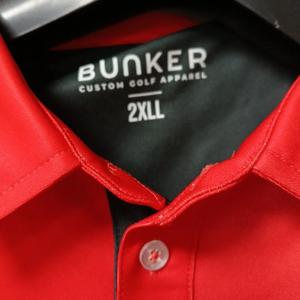 BUNKER CUSTOM GOLF APPAREL POLO SHIRT – RED – UK XXL (2XL)