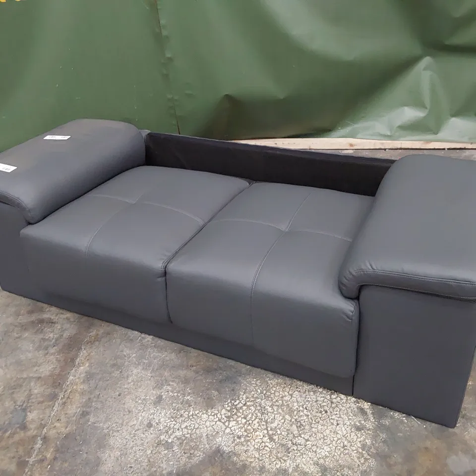 DESIGNER TWO SEATER SOFA BASE ONLY GREY LEATHER 