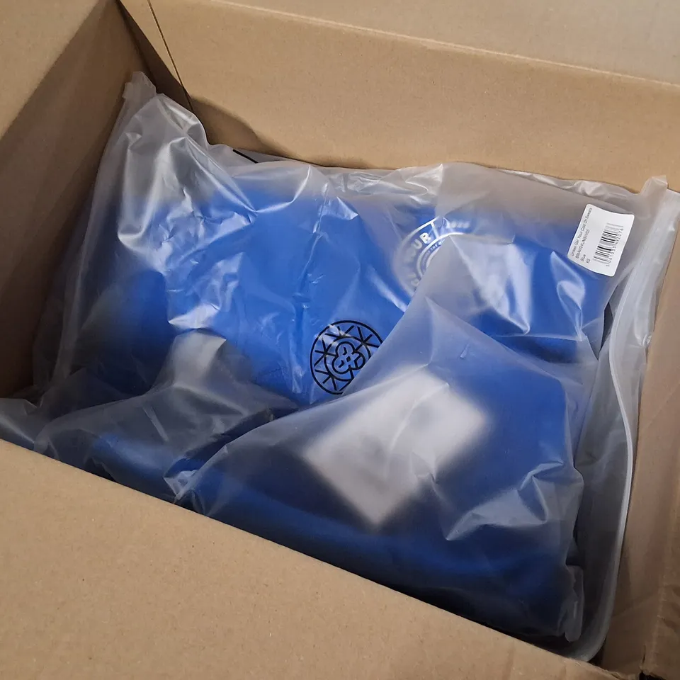 BOX CONTAINING APPROXIMATELY 4 BRASS MONKEY UNISEX BLUE SWEATSHIRT – XS (UK 6–8) GET YOUR COLD ON