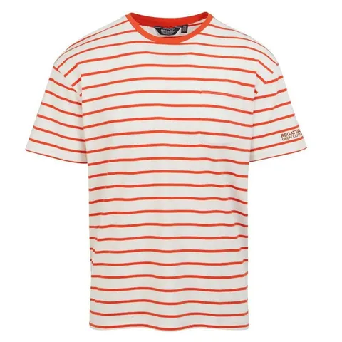 BRAND NEW REGATTA SHOREBAY II SHORT SLEEVE T-SHIRT IN WHITE/RED SIZE 3XL