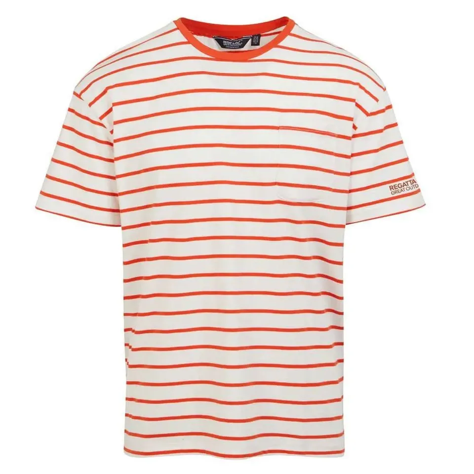 BRAND NEW REGATTA SHOREBAY II SHORT SLEEVE T-SHIRT IN WHITE/RED SIZE 3XL