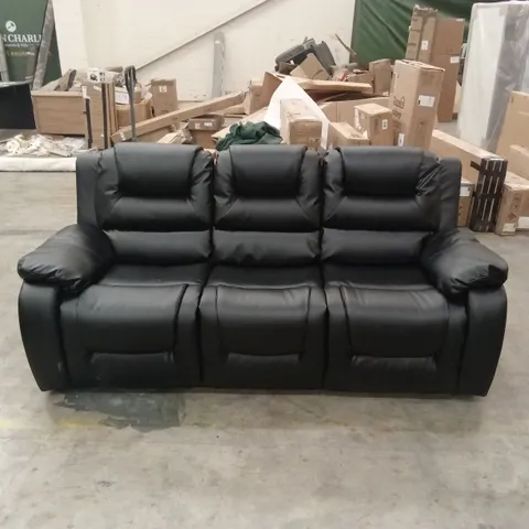 VANCOUVER 3 SEATER MANUAL RECLINER SOFA, BLACK PREMIUM FAUX LEATHER